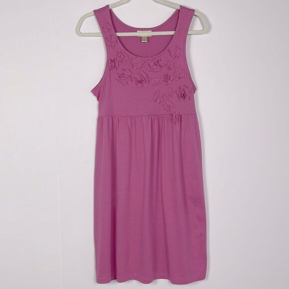 LOFT Outlet Pink Knit Dress with Floral Embellishments, size small - Picture 1 of 9